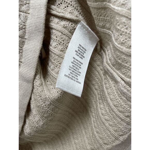 T Tahari Women's Square-Neck Flutter-Sleeve Sweater - Tan Palm L - Picture 4 of 5